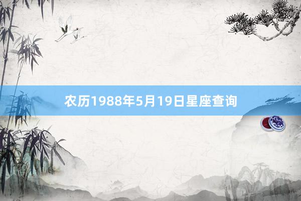 农历1988年5月19日星座查询